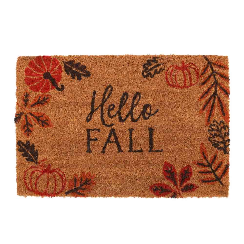 Something Different - Natural Pumpkin Leaves Hello Fall Doormat - Brown